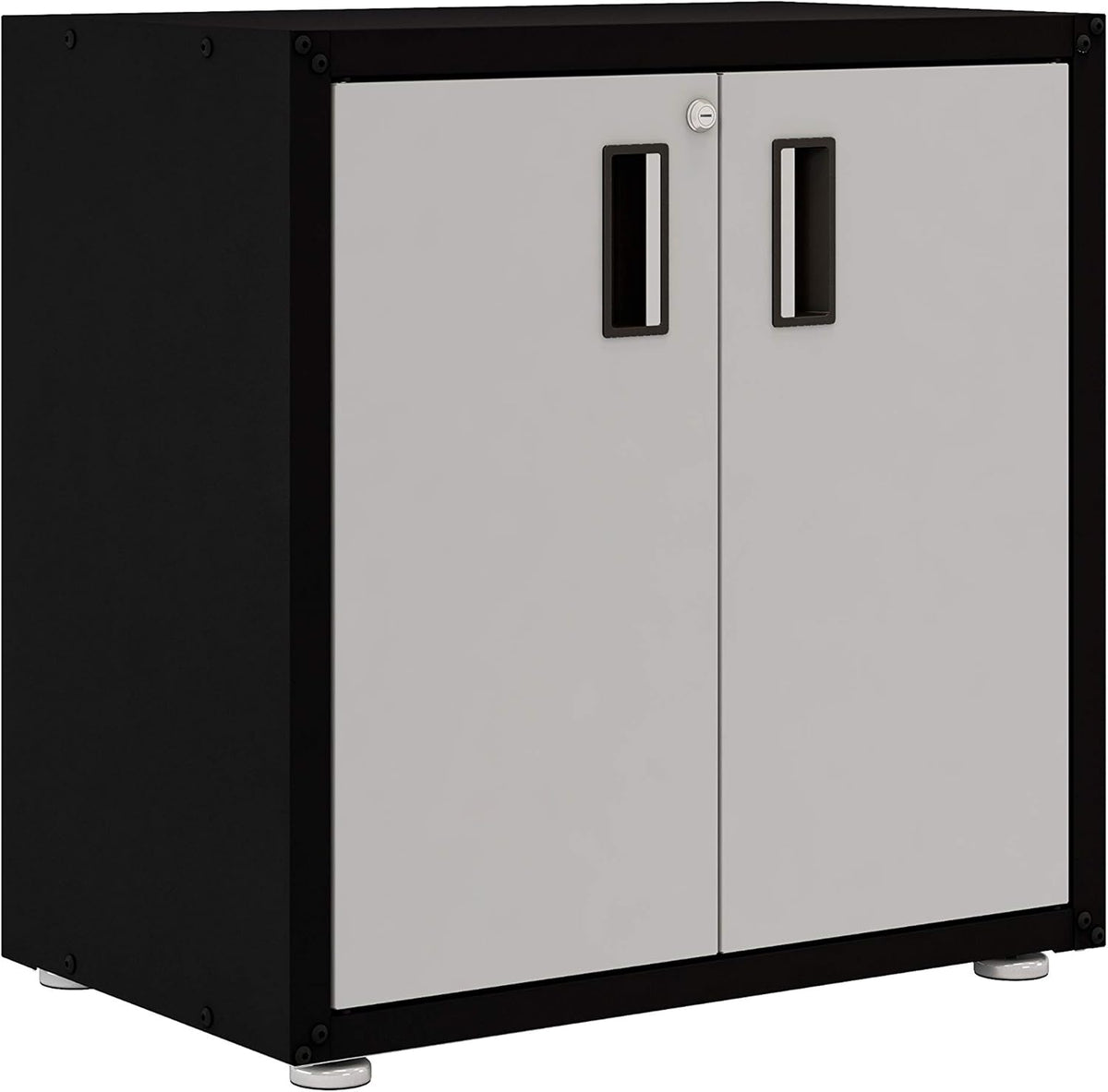 White and Grey Steel Cabinet with Two Doors P542930