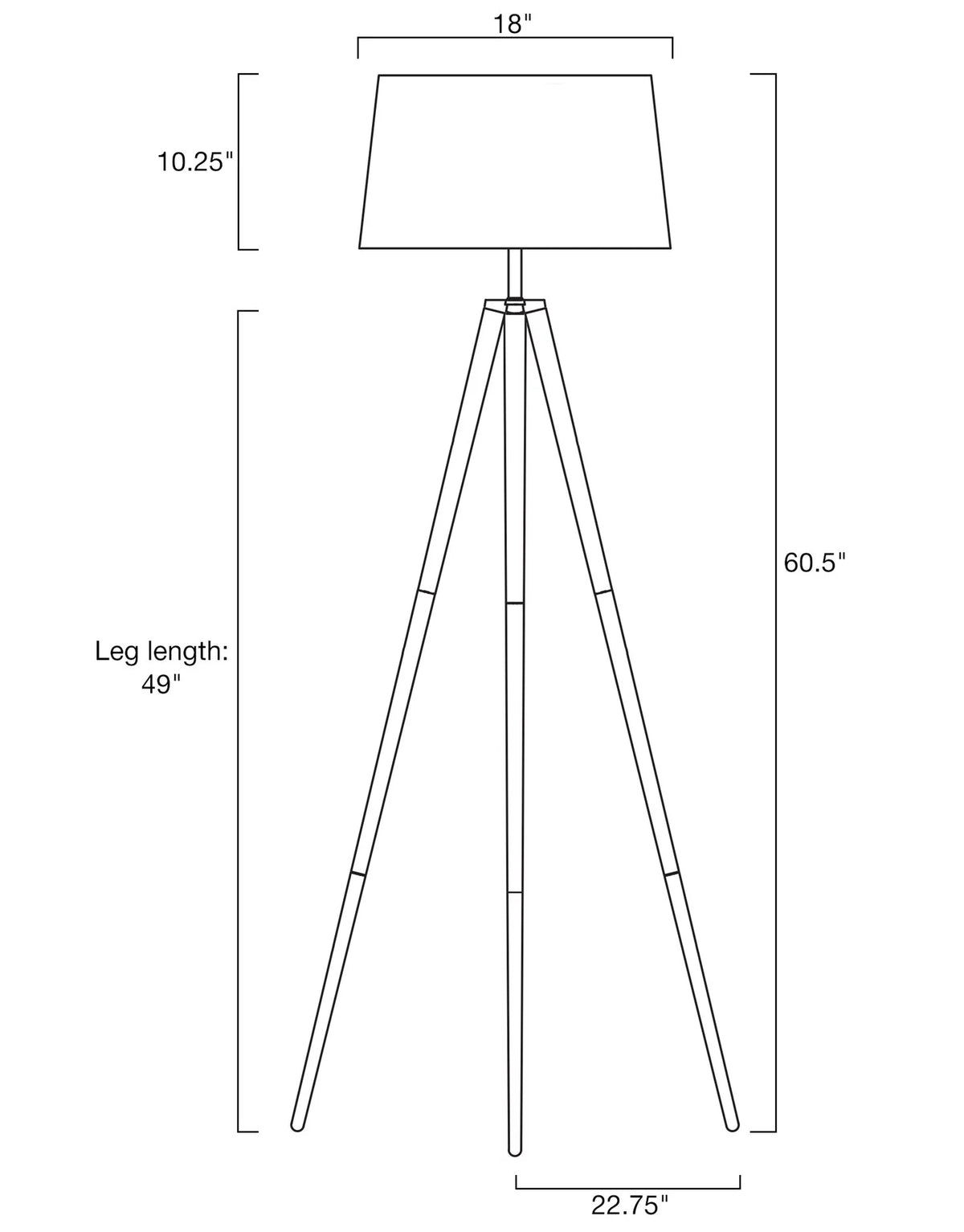 61" Mid Century Tripod LED Floor Lamp F371