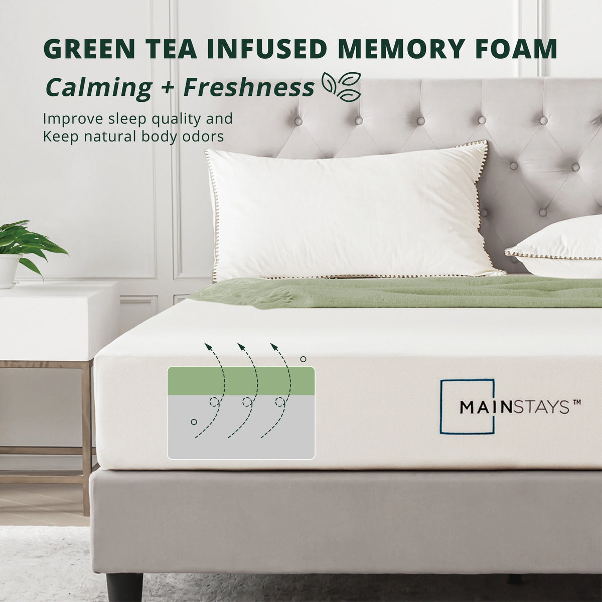 6” Green Tea Infused Memory Foam Mattress, Twin I992413