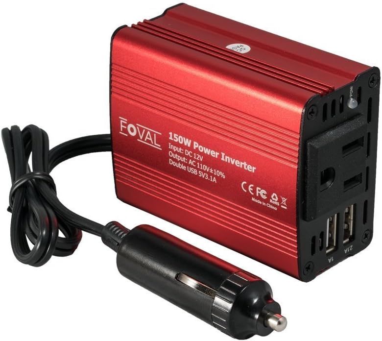150W Car Power Inverter 12V DC to 110V AC Converter with 3.1A Dual USB, Pack of 2 M835520