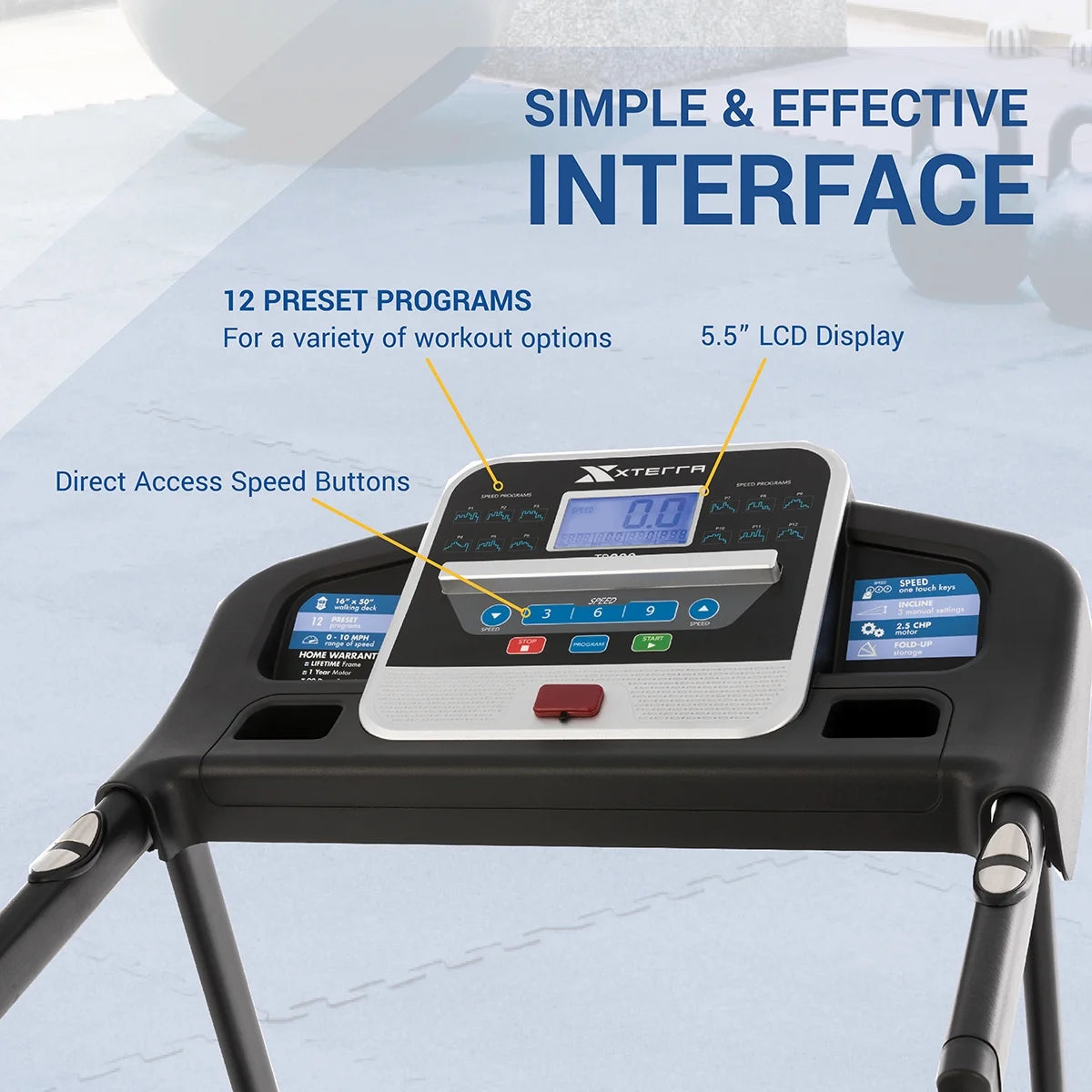 Folding Treadmill with Cushioned Deck and LCD Display P444