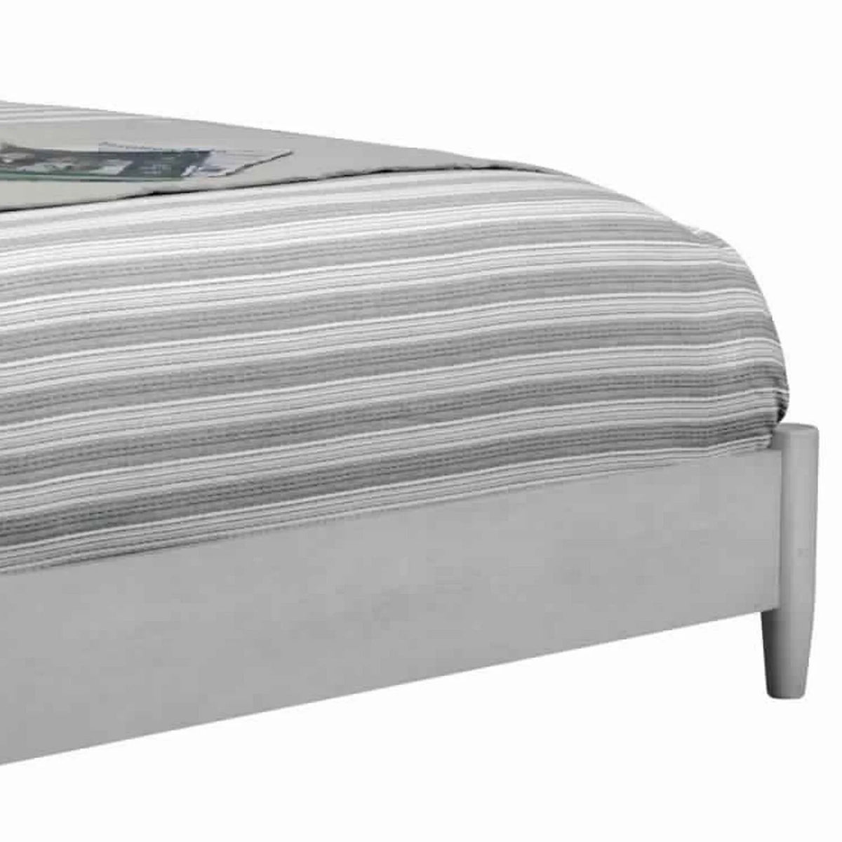 Solid Wood & Veneer King Bed with Round Legs in Gray F186488