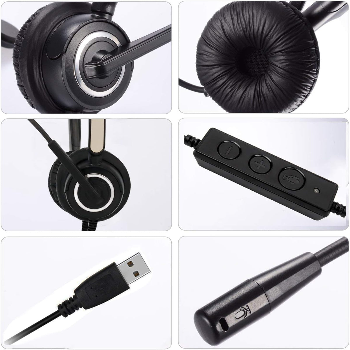 USB Computer Headset with Boom Microphone (Black) L914
