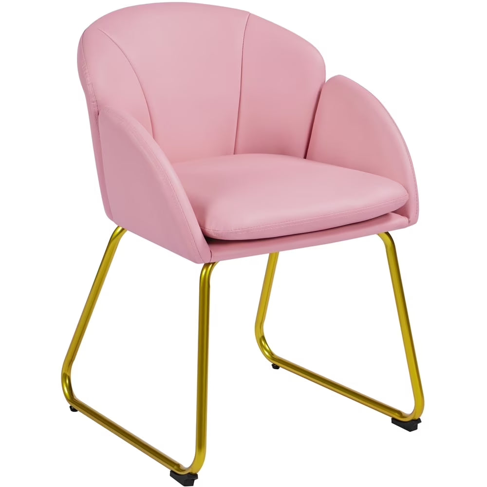 Pink Velvet Armchair with Metal Legs R194