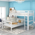 Twin Over Full Solid Wood Bunk Bed with Ladder and Safety Guard Rails E7847