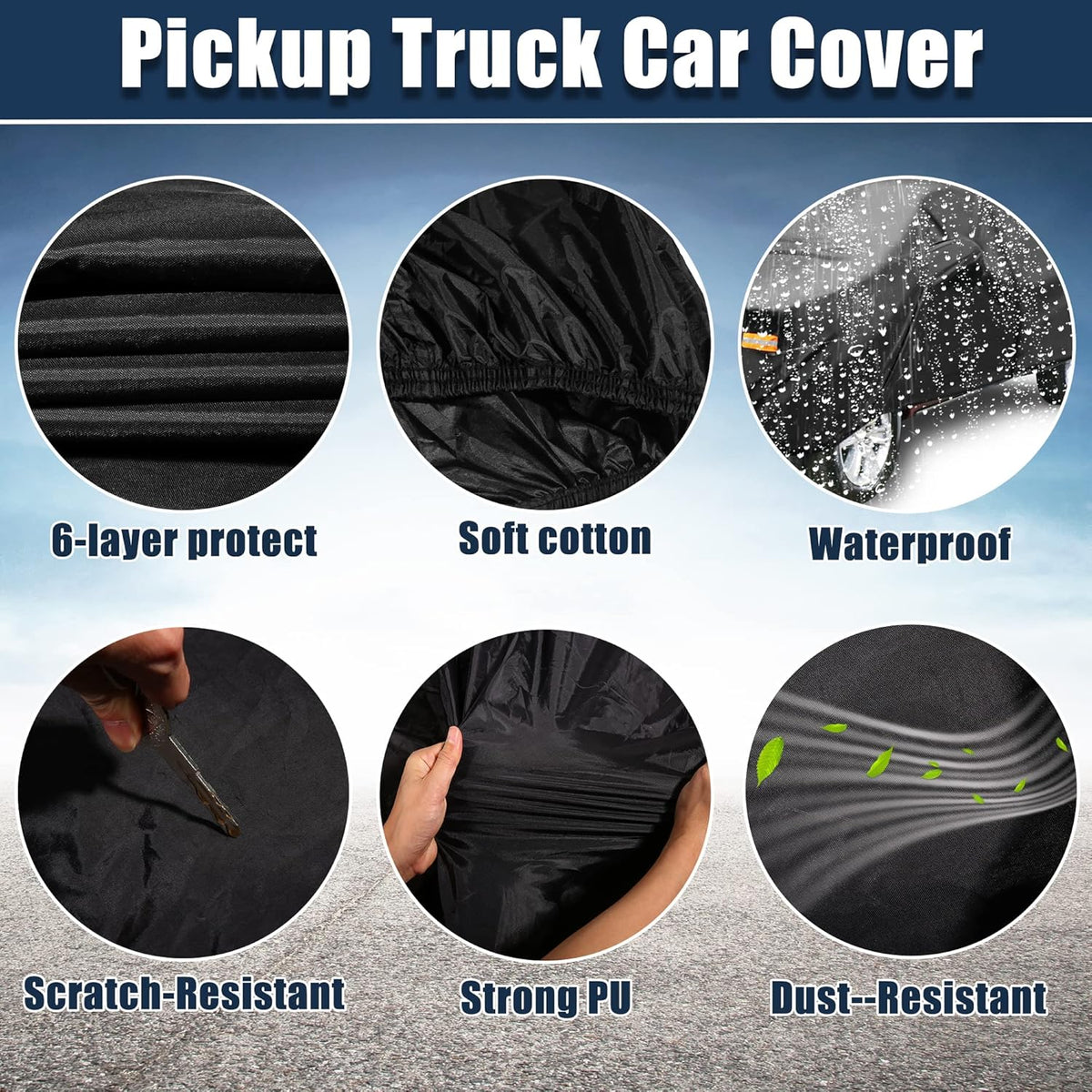 Black 190T PU Waterproof SUV Car Cover Pack of 2 W488