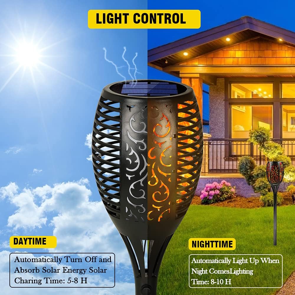 96 LED Waterproof Solar Tiki Torches 4 Pack K3814