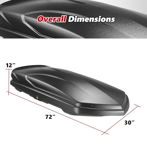 Rooftop Cargo Box Carrier Car Top Storage Case, 110 Lbs, 53" L x 34" W x 15" H, 11 17 Cubic Ft., Textured Black Q85620