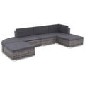 Set of 6 Poly Rattan Patio Sectional Corner Sofa with 2 Ottoman and Cushions Gray M945197