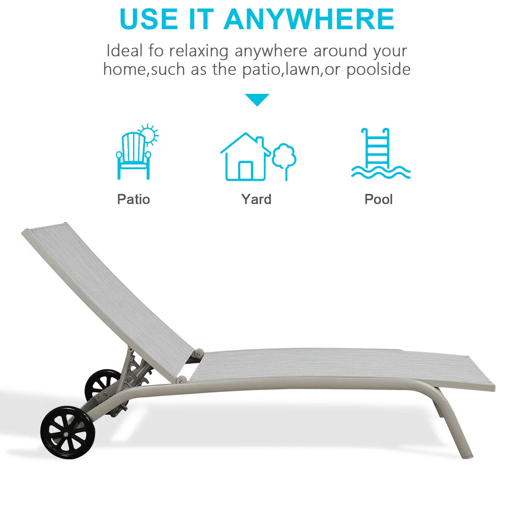 Aluminum Textilene Adjustable Chaise Lounge Chair N1365
