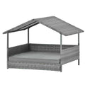 Dark Gray Medium PE Wicker Dog Bed with Canopy Q33511