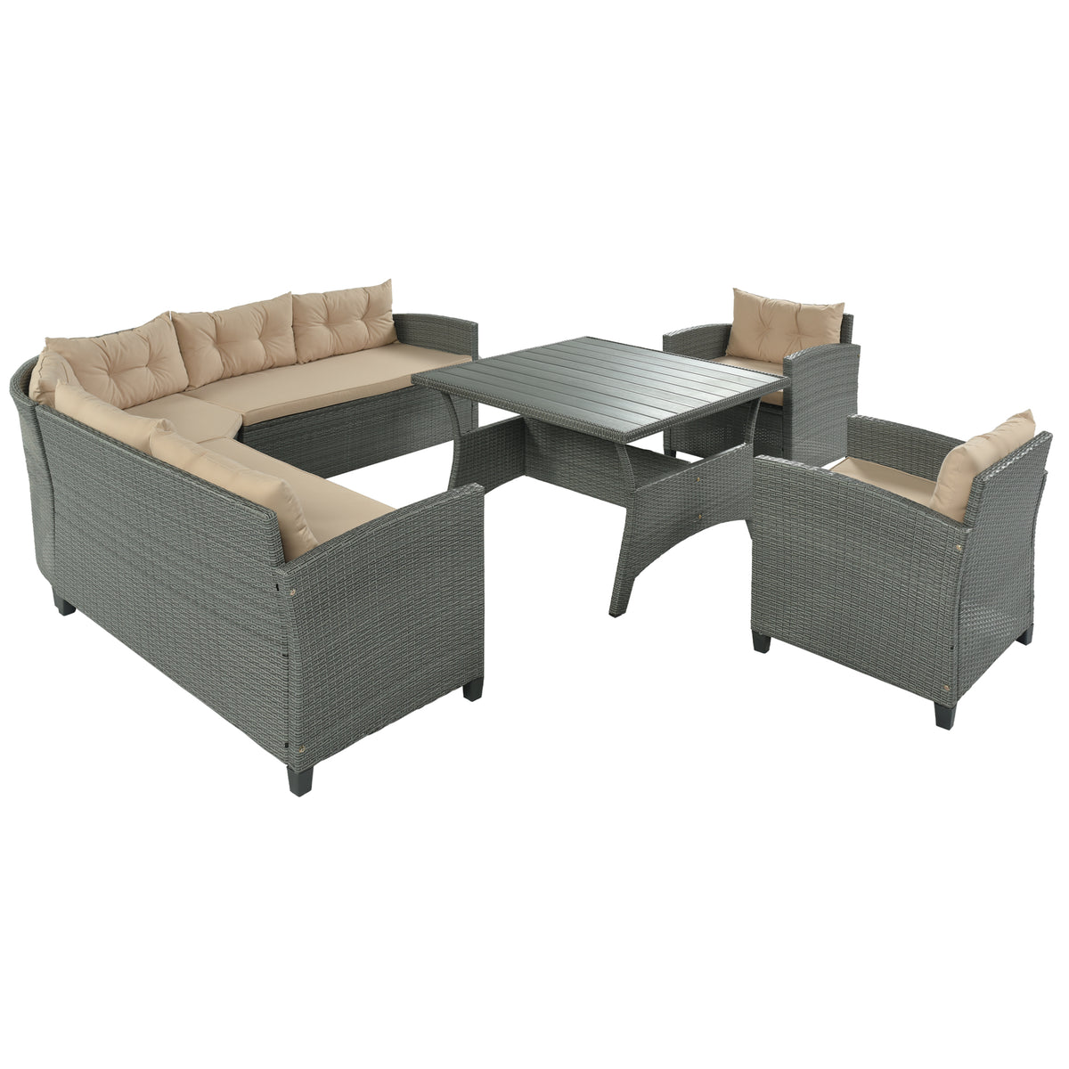 6-Piece Outdoor Wicker Sofa Set with Cushions and Pillows J617
