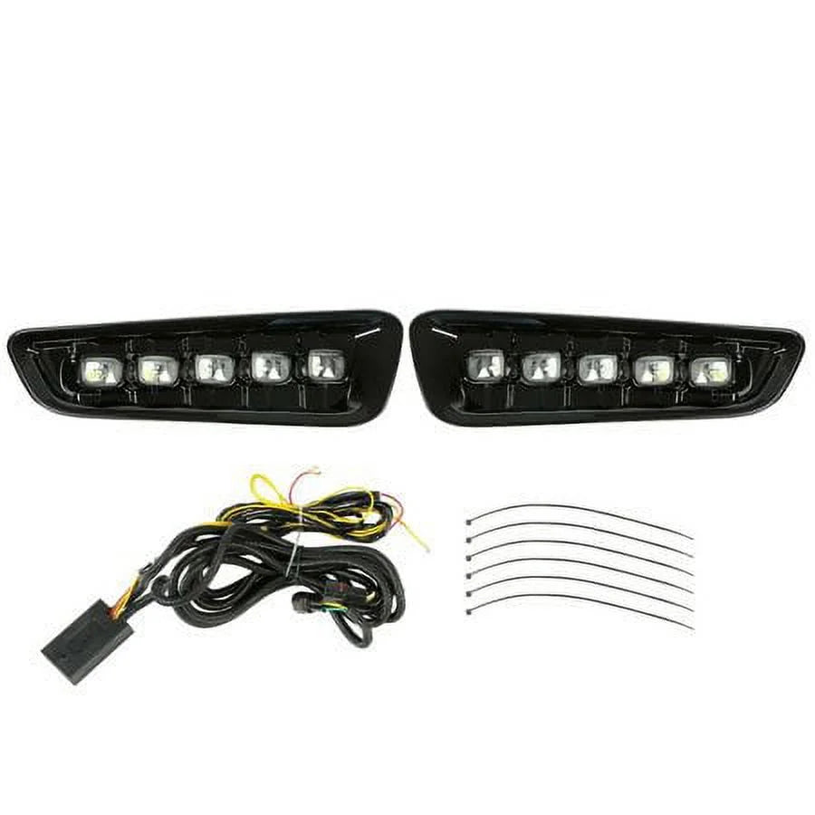 LED Running Light with Turn Signal Fog Light Bezels White and Amber F6807