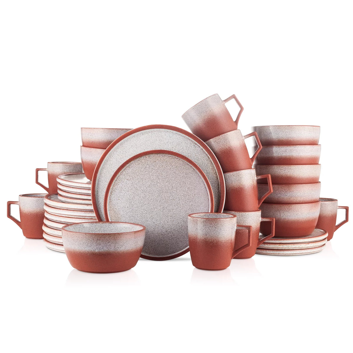 32-Piece Red Stoneware Dinnerware Set T29412