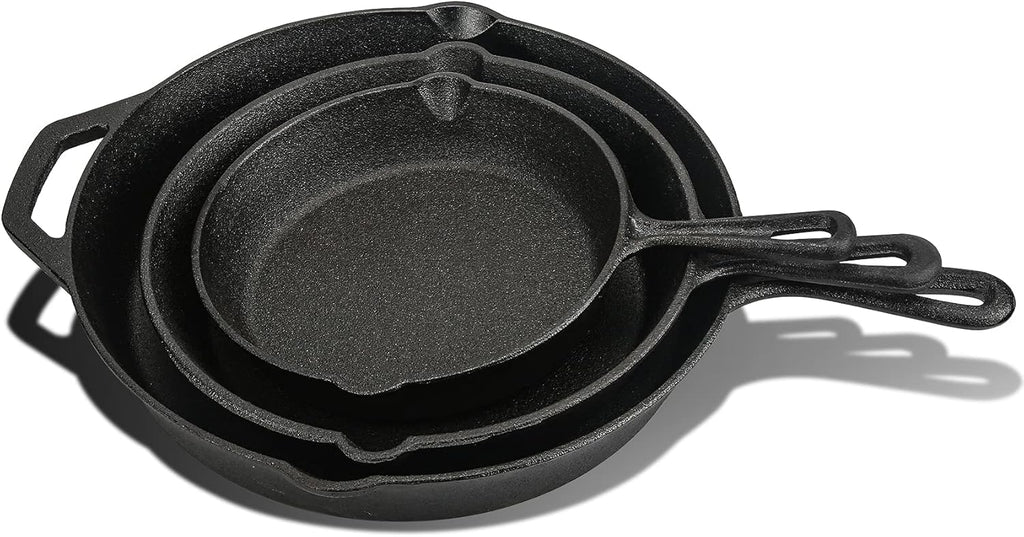 Cast Iron Skillet 3-Pack Set (8, 10, 12) Pre-Seasoned Cookware R199663