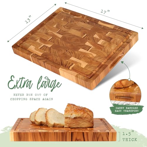 XL Acacia End Grain Wood Cutting Board (20x15x1.5in) I447726