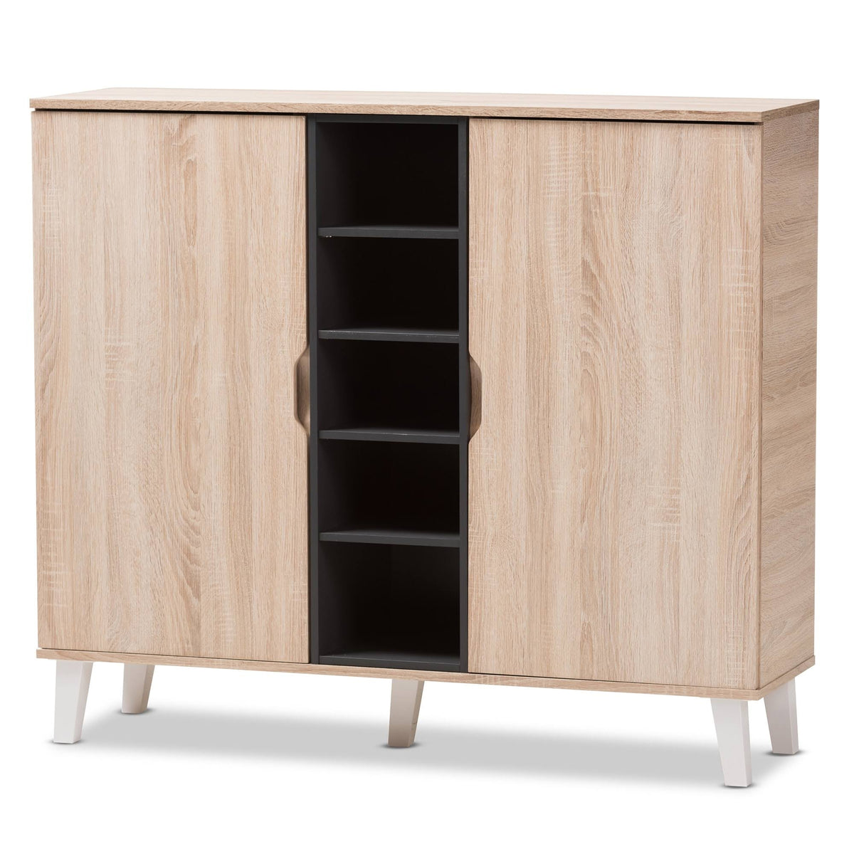 Oak and Grey Wood Storage Cabinet M7184