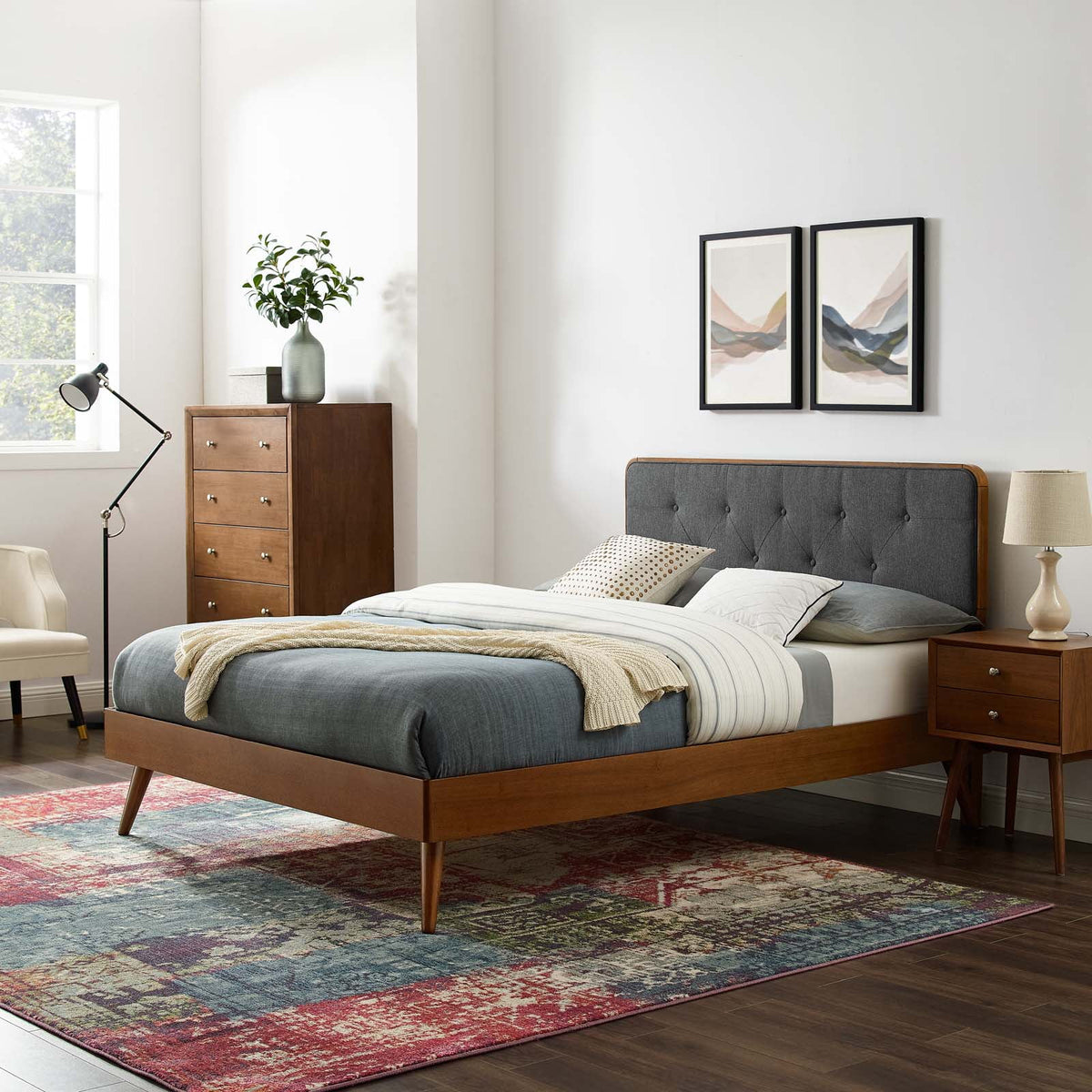 Twin Wood Platform Bed with Splayed Legs P445368