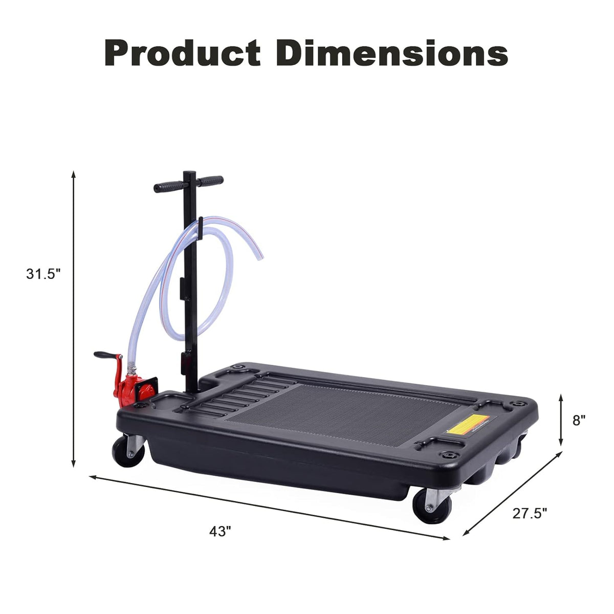 Black 17 Gallon Low Profile Oil Drain Pan with Pump F93183