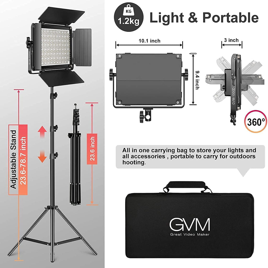 RGB LED Video Light with 2 Softboxes, Photography Lighting Kit Y240710