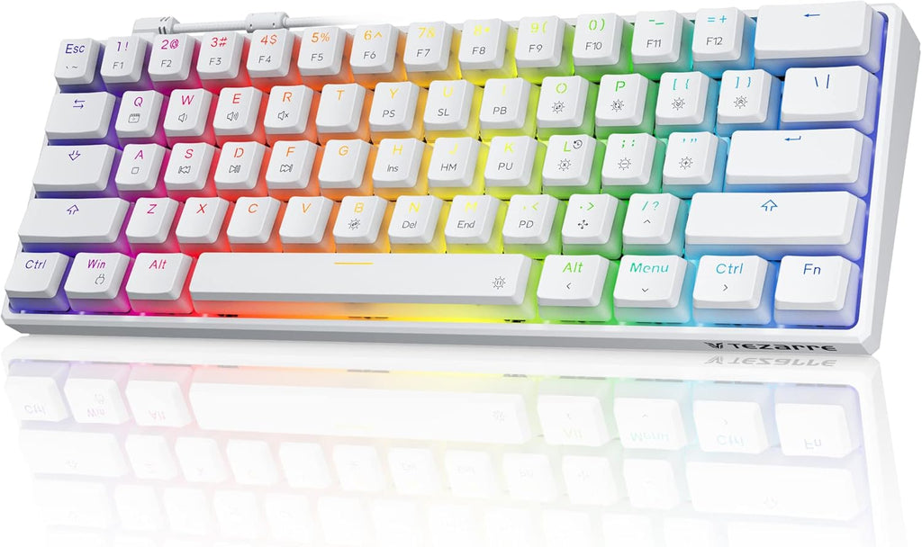 White 60% Mechanical Gaming Keyboard with PBT Pudding Keycaps H686862