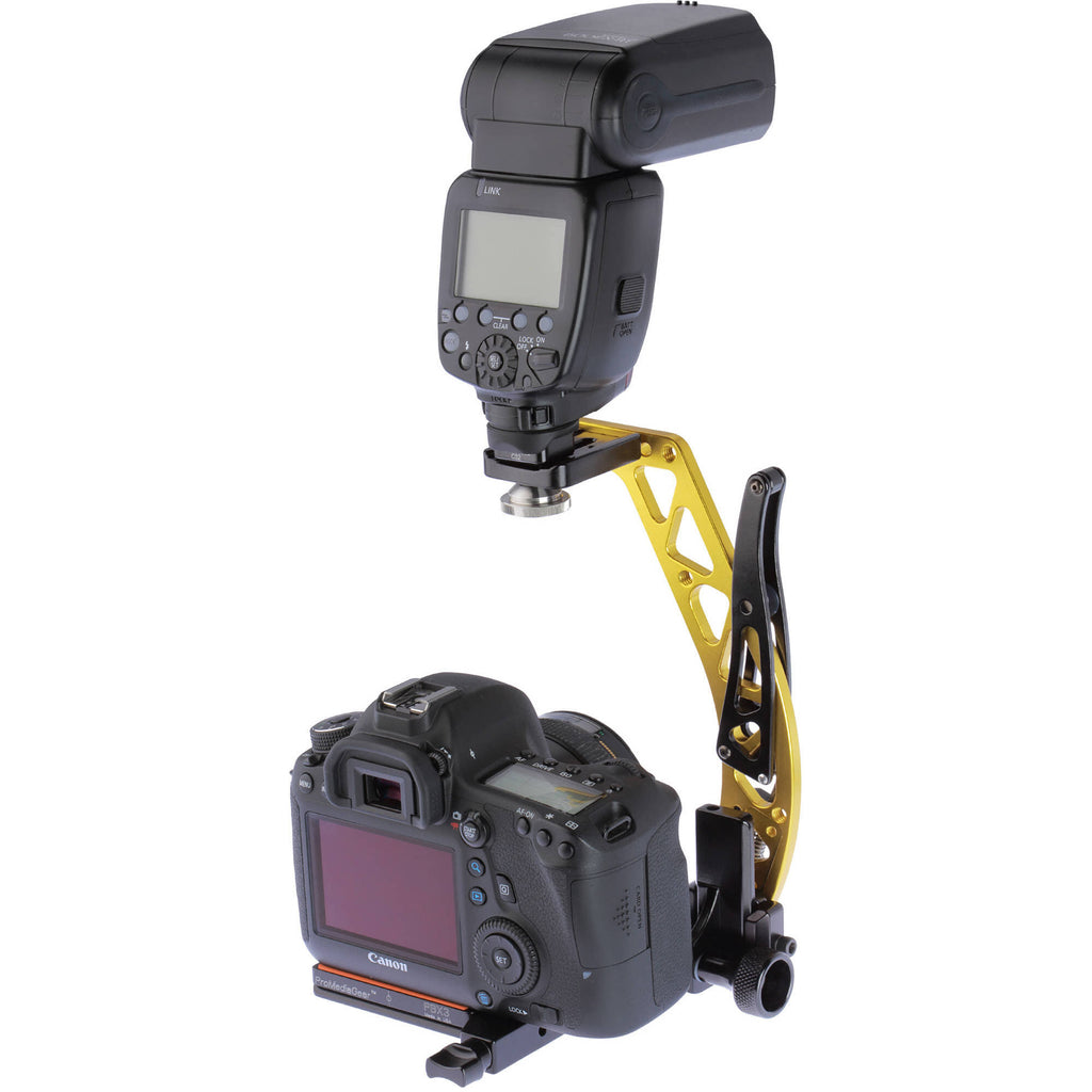 Gold Right-Handed Rotating Flash Bracket with Universal QR Plate Q61272
