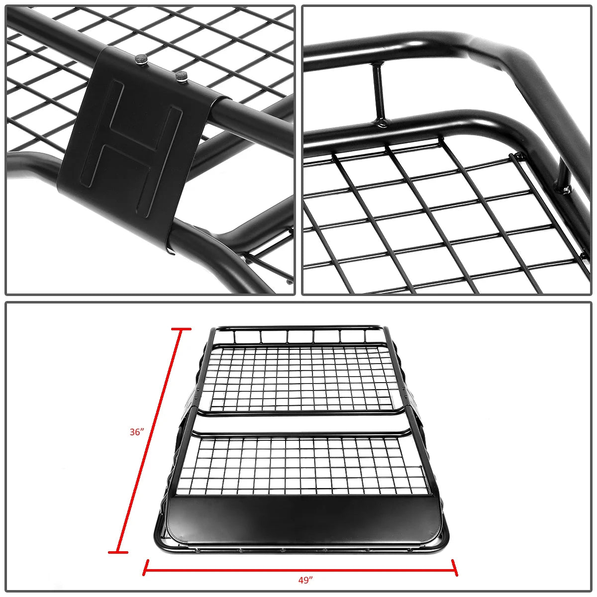 Black Steel Roof Rack Cargo Carrier Basket with Wind Fairing G159