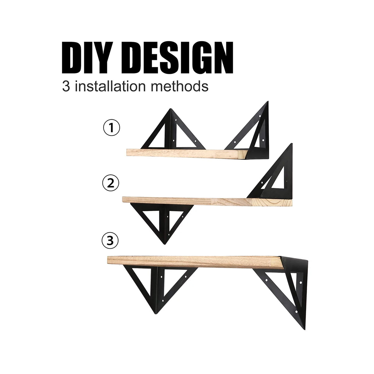 Set of 3 Solid Wood Wall Mounted Floating Shelf B8406