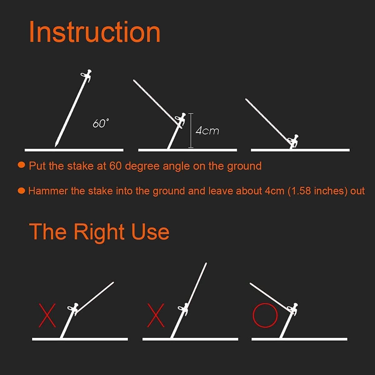 15.7 Inches 20 Pcs Heavy Duty Steel Tent Stakes K7931