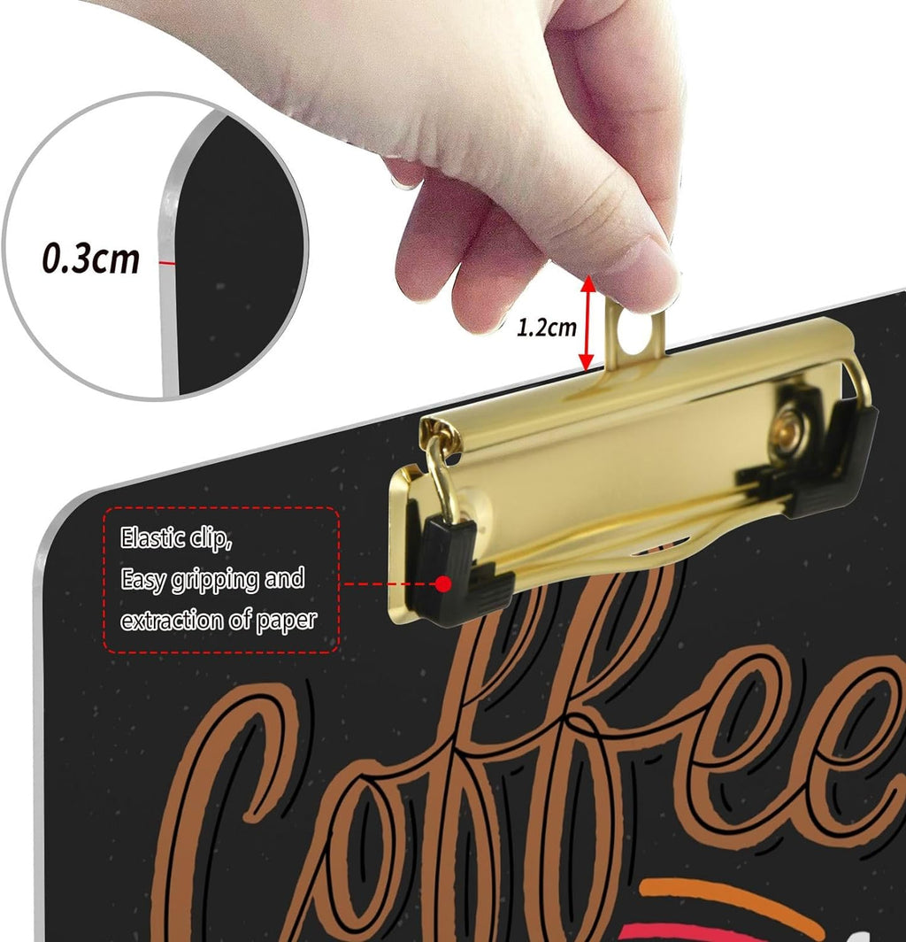Acrylic Clipboard with Gold Clip, A4 Letter Size, 12.5 x 9 Inches C9798