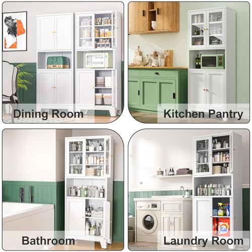 Tall White Metal Storage Cabinet with 3 Adjustable Shelves and 2 Doors B4890