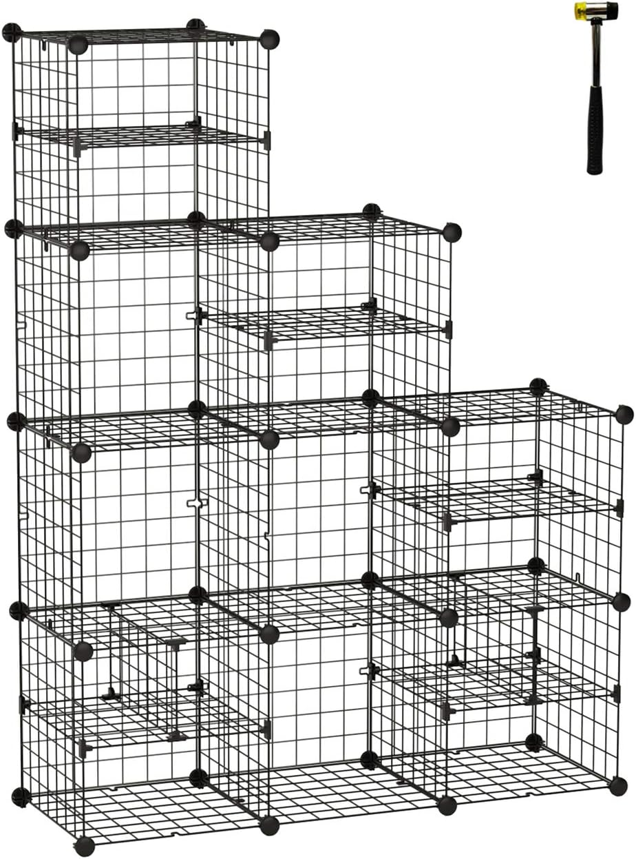 White Pack of 2 Metal Wire Cube Storage Shelves C92176