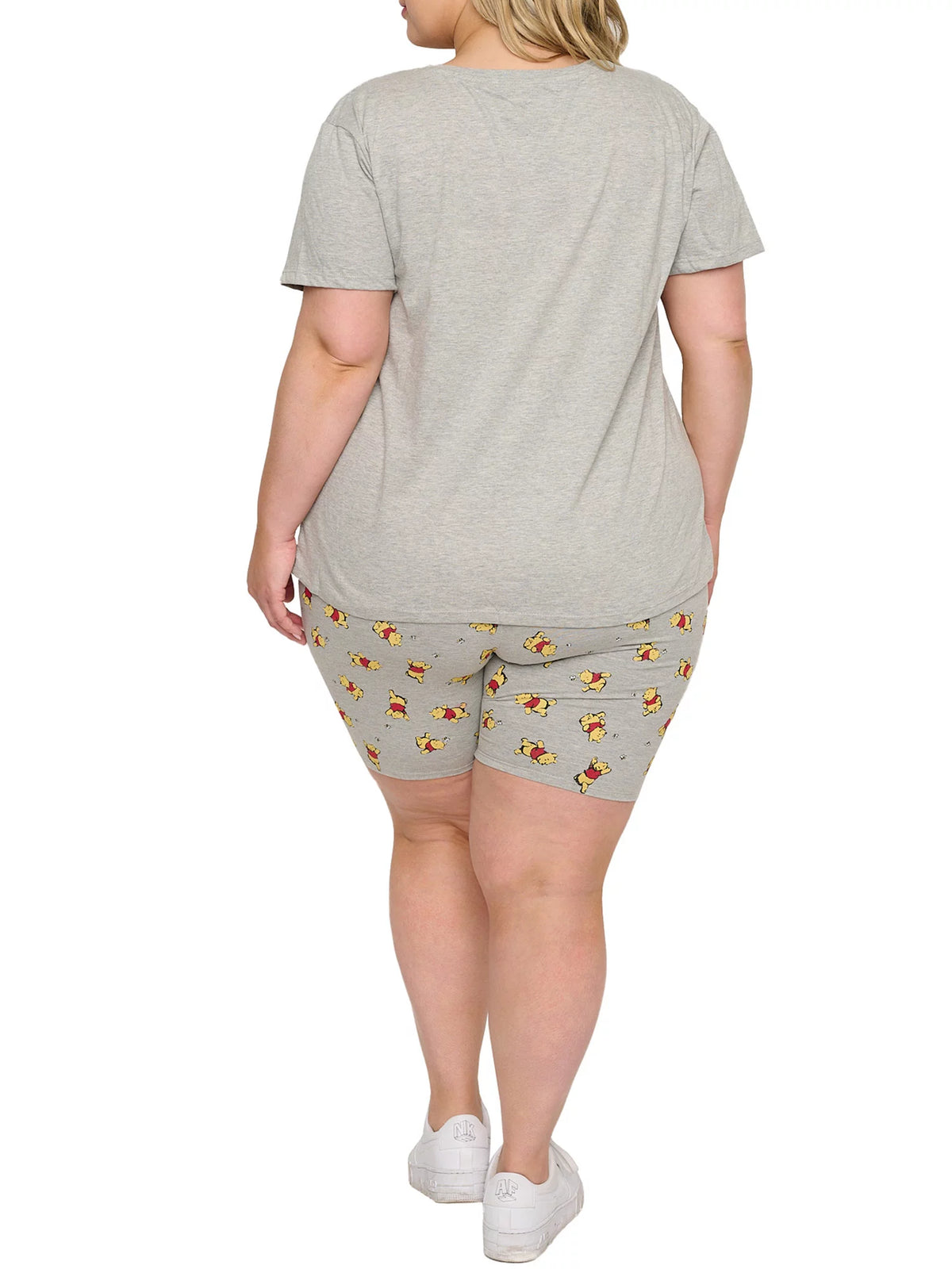 Gray Plus Size T-Shirt & Bike Shorts 2-Piece Set V128