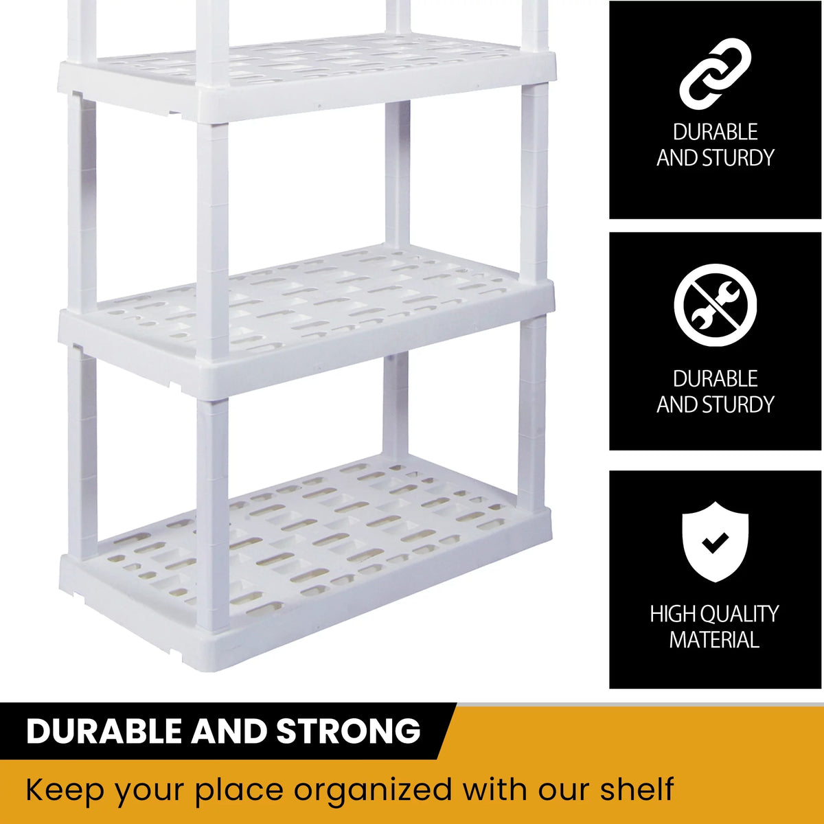 4-Tier White Plastic Shelving Unit M7049