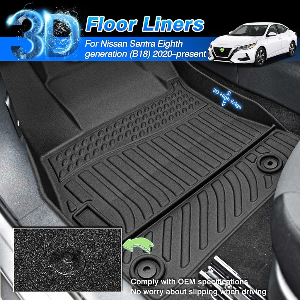 All Weather Non-Slip Floor Mats for Nissan Sentra 2020 2021 2022 1st & 2nd Row Z348549