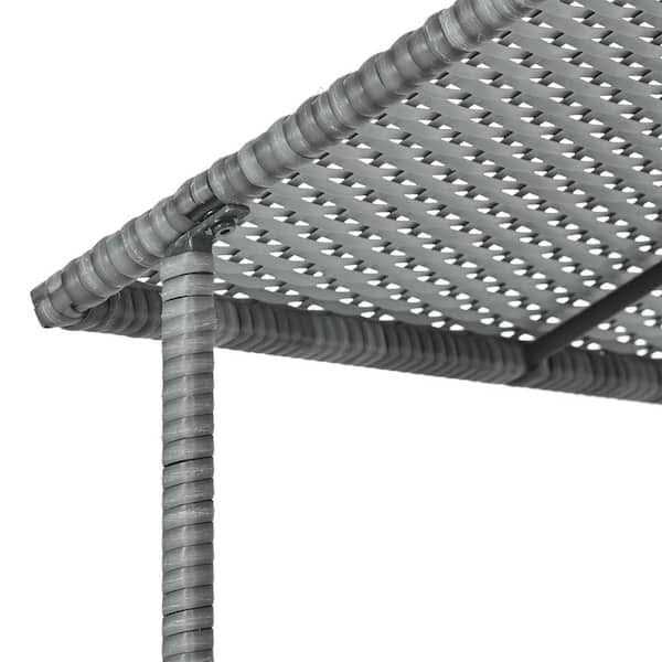Dark Gray Medium PE Wicker Dog Bed with Canopy Q33511