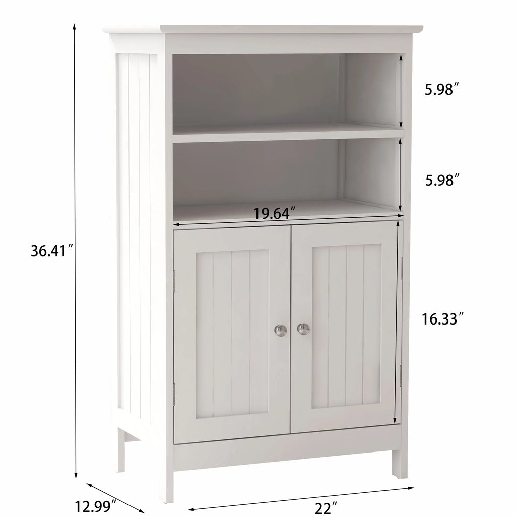 White 2 Door 2 Shelf Wood Bathroom Floor Cabinet M908