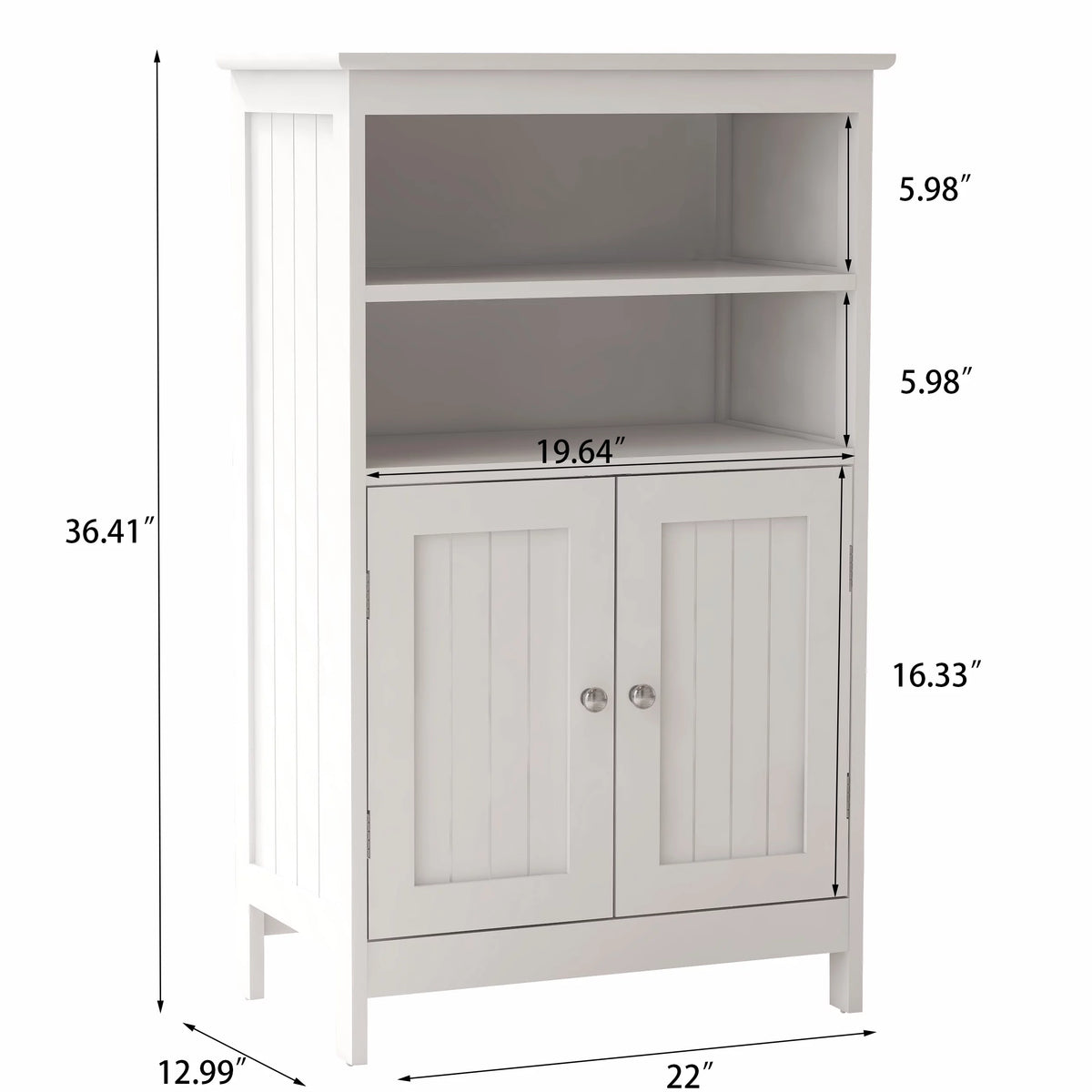 White 2 Door 2 Shelf Wood Bathroom Floor Cabinet M908