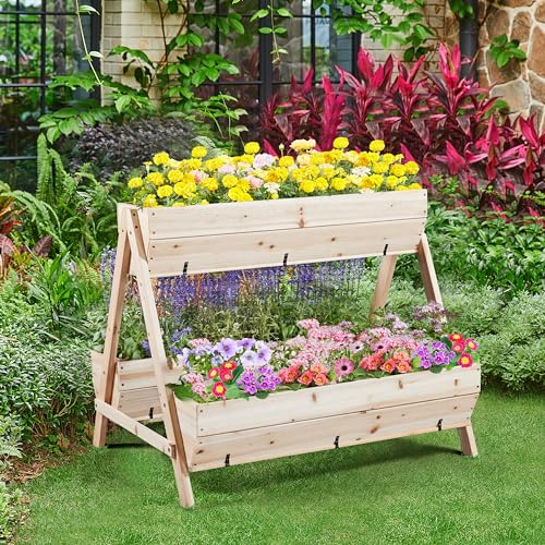 3 Tiers Elevated Wooden Raised Garden Bed with Legs L541