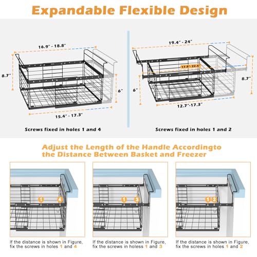 2 Pack Expandable Metal Freezer Baskets Black X662565
