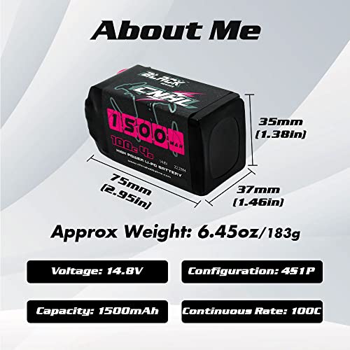 1500mAh 130C 4S Lipo Battery 14.8V with XT60 Plug (2 Packs) D190