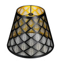 Metal Small Lamp Shade Etched Arrows 5" Top X 9" Bottom X 7" High Black Outside Gold Inside P7196