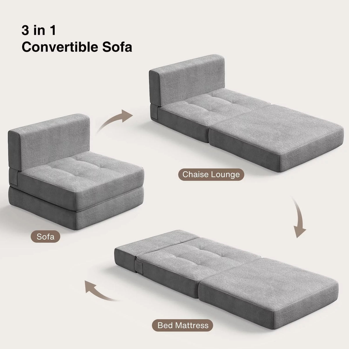 Dark Gray Convertible Sleeper Sofa Bed M729870