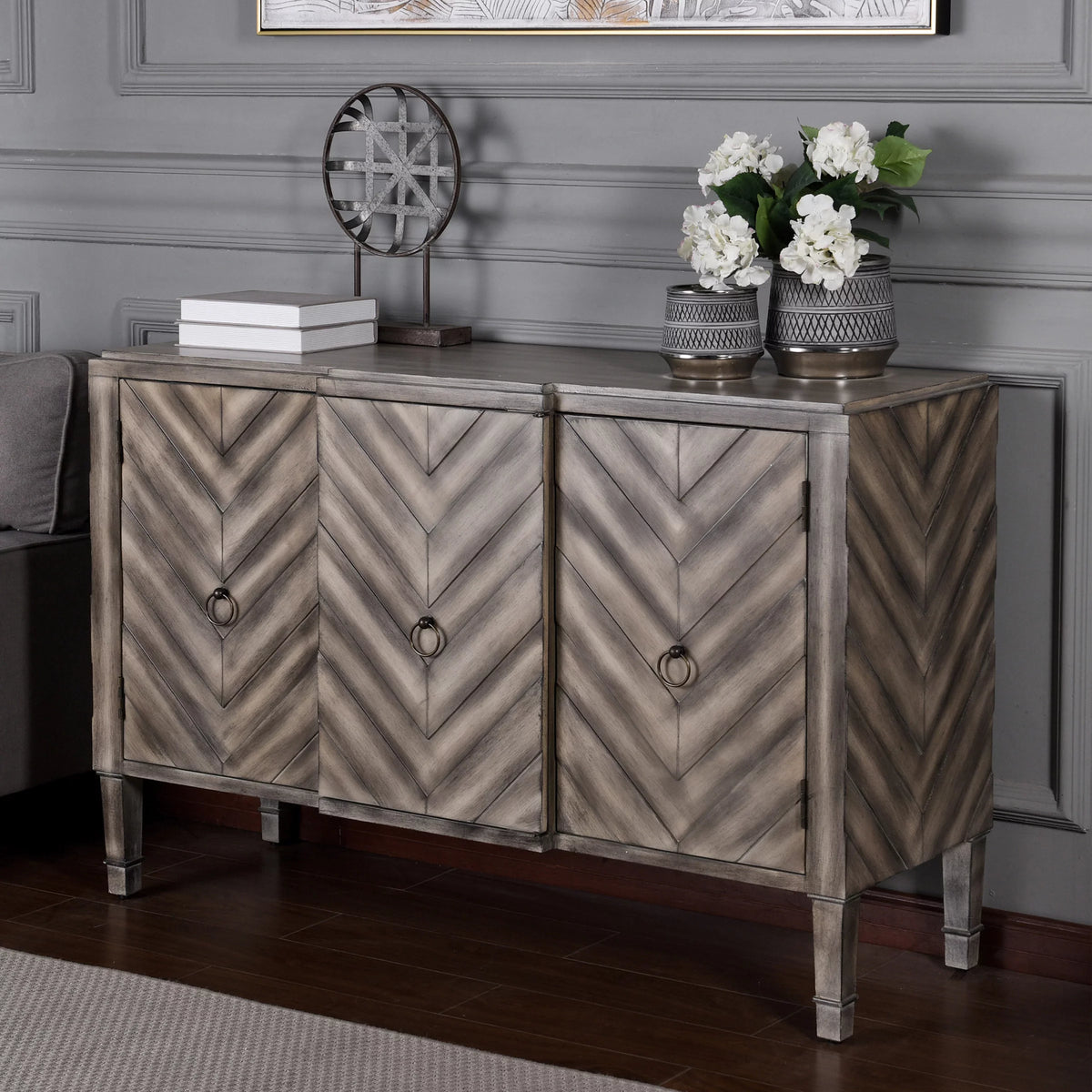 Reclaimed Wood 3-Door Console K393083