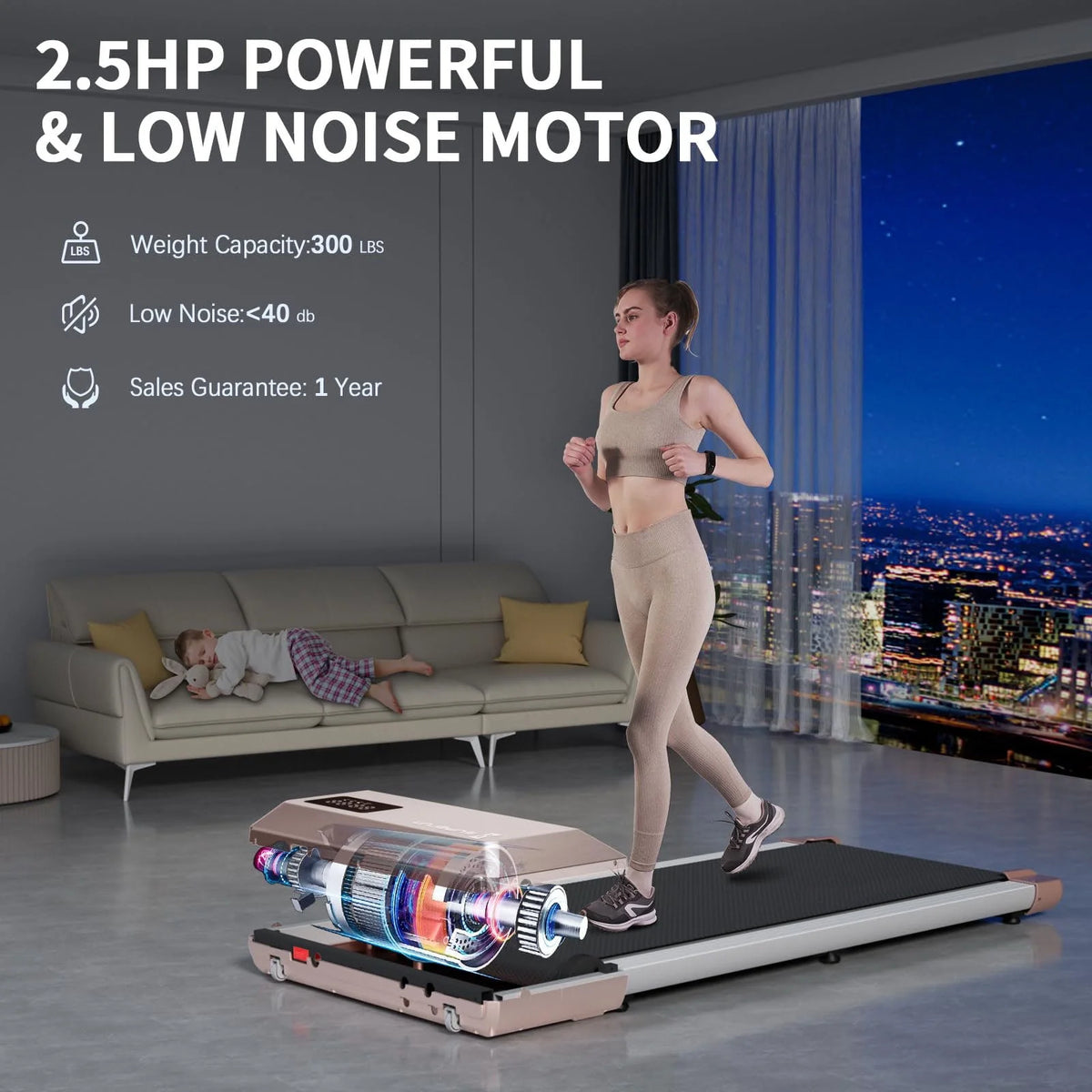 2.5Hp Ultra-Quiet Walking Pad Treadmill with Remote Control G317017