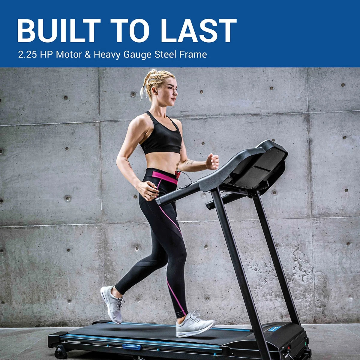 Folding Treadmill with Cushioned Deck and LCD Display P444