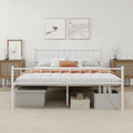 White Metal Platform Full Bed Frame with Headboard I245