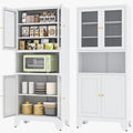 Tall White Metal Storage Cabinet with 3 Adjustable Shelves and 2 Doors B4890