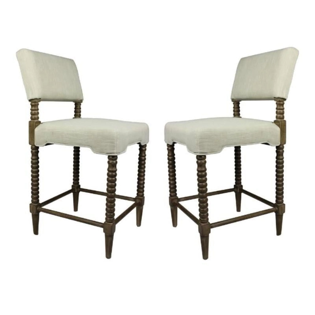 41" Fabric & Wood Counter Stool Set of 2 D62185
