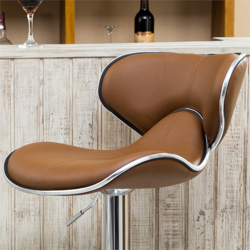 Faux Leather Swivel Barstool in Camel - Set of 4 R6582